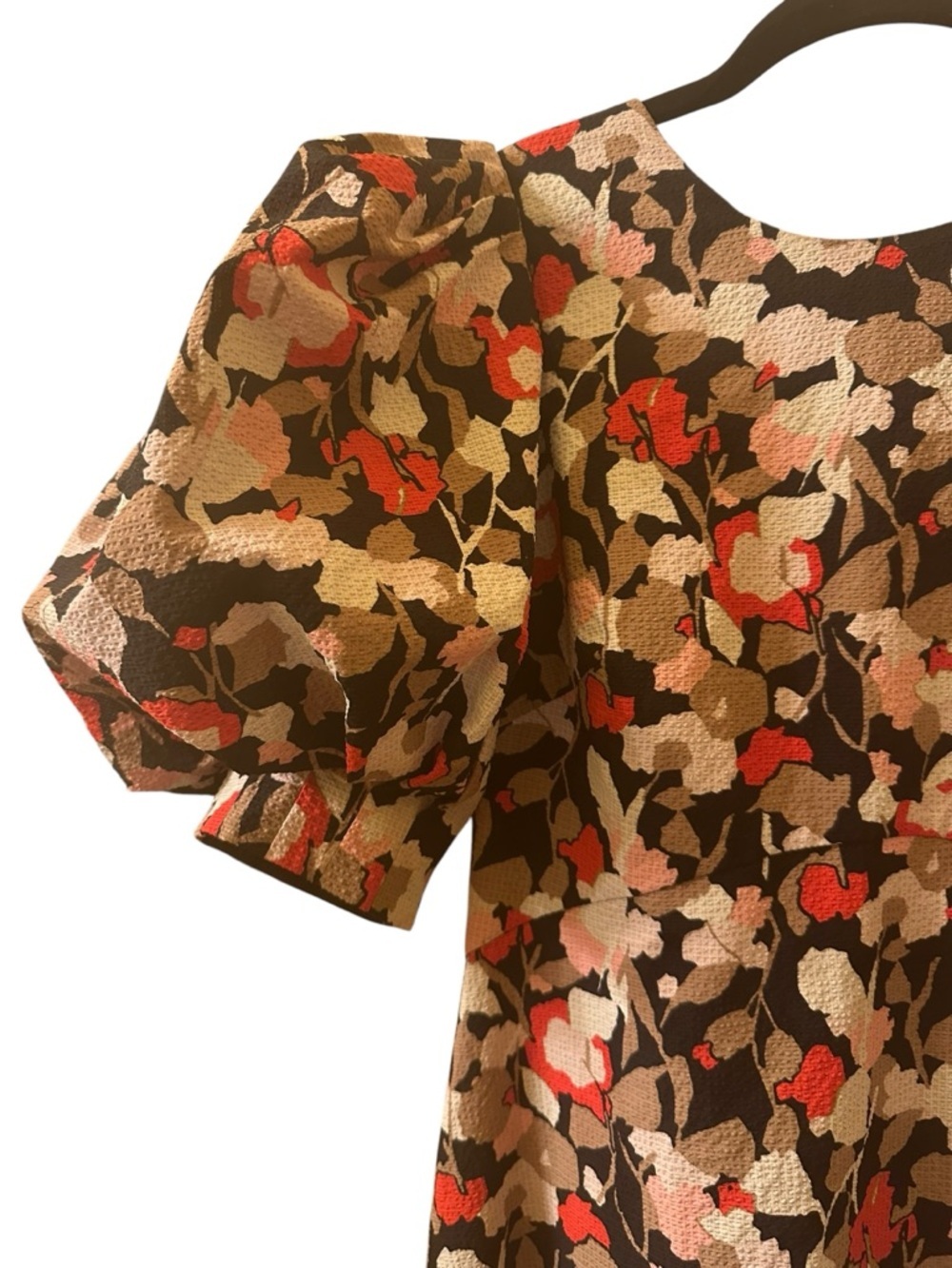 Ted Baker Black Floral Puff-Sleeve Midi Dress with Blush Accents size 2(us6) - Picture 12 of 16